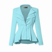 Hybrid & Company Women's Casual Work Office Dressy Double Lapel Single Button Peplum Comfortable Blazer