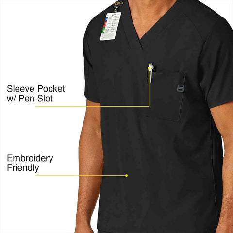 Wink W123 Scrubs for Men, V-Neck Scrub Top