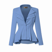 Hybrid & Company Women's Casual Work Office Dressy Double Lapel Single Button Peplum Comfortable Blazer