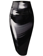 Hybrid & Company Women's Premium Nylon Ponte Stretch High Waist Pencil Suit Skirt Below Knee