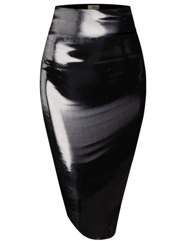 Hybrid & Company Women's Premium Nylon Ponte Stretch High Waist Pencil Suit Skirt Below Knee