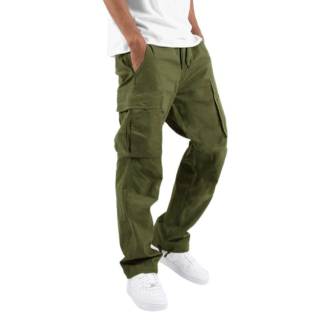 THWEI Mens Cargo Pants Casual Joggers Athletic Pants Cotton Loose Straight Sweatpants