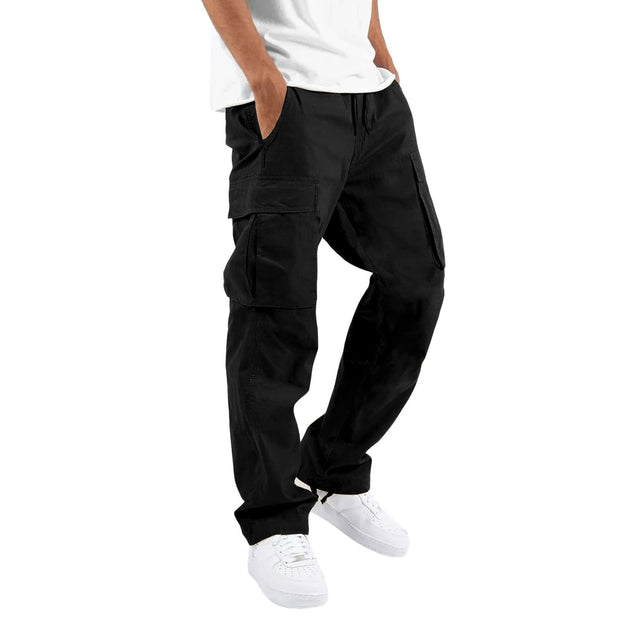 THWEI Mens Cargo Pants Casual Joggers Athletic Pants Cotton Loose Straight Sweatpants
