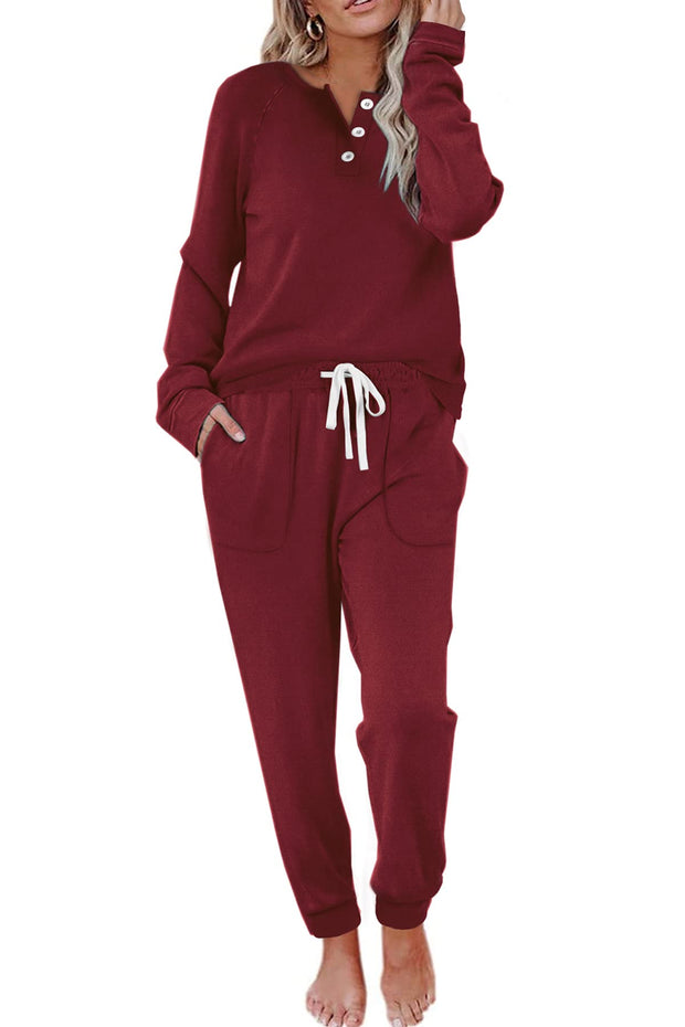WIHOLL Two Piece Outfits for Women Lounge Sets Button Down Sweatshirt Sweatpants Sweatsuits Set with Pockets