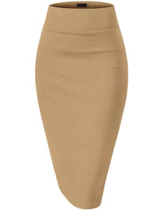 Hybrid & Company Women's Premium Nylon Ponte Stretch High Waist Pencil Suit Skirt Below Knee
