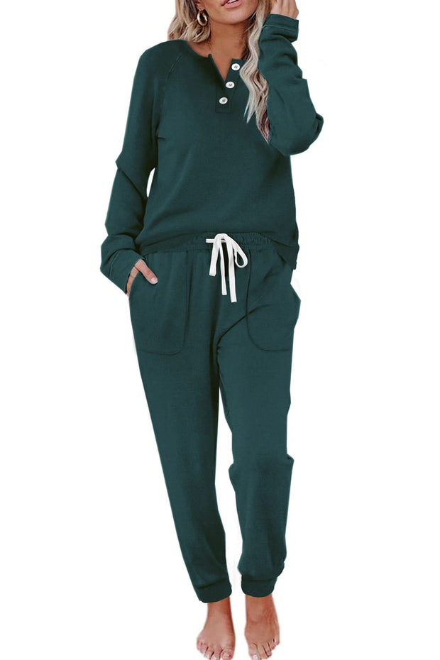 WIHOLL Two Piece Outfits for Women Lounge Sets Button Down Sweatshirt Sweatpants Sweatsuits Set with Pockets