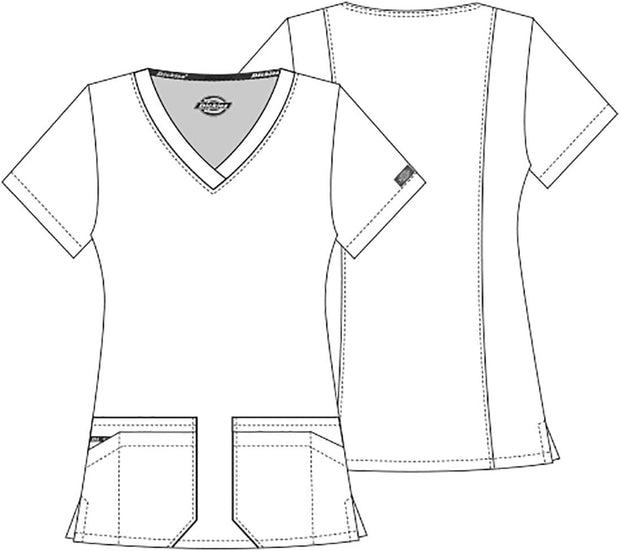 Dickies EDS Signature Scrubs for Women, Contemporary Fit V-Neck Womens Tops in Soft Brushed Poplin 85906