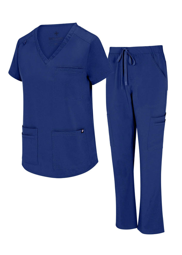 Natural Uniforms Womens 11 Pocket Cool Stretch Cargo Scrub Set with Regular and Petite Sizes