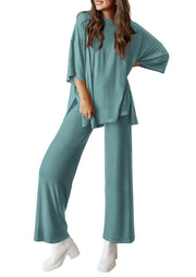 PRETTYGARDEN Women's 2 Piece Outfits Casual Short Sleeve Pullover Tops and Wide Leg Pants Lounge Sets Tracksuits