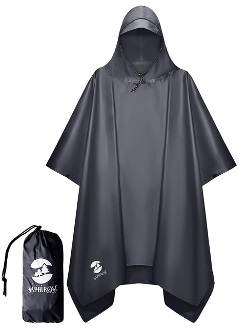 SaphiRose Hooded Rain Poncho Waterproof Raincoat Jacket for Men Women Adults