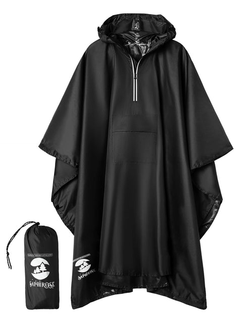 SaphiRose Hooded Rain Poncho Waterproof Raincoat Jacket for Men Women Adults