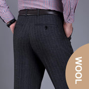 Men's Classic Fit Wool Plaid Dress Pants Double Pleated Loose Trousers High Waisted(LSBT 42)
