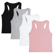 4 Pieces Women's Crop Tops Cotton Basic Tank Tops Racerback Sleeveless Sports Workout Crop Tank Tops