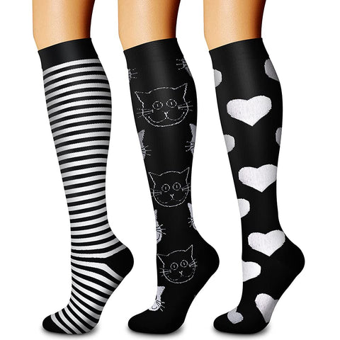 CHARMKING Compression Socks for Women & Men Circulation (3 Pairs) 15-20 mmHg is Best Support for Athletic Running Cycling