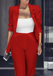 HuiSiFang Womens Fall Fashion 2 Piece Blazer Sets Open Front Blazers and Slim Fit Pants Suits Set