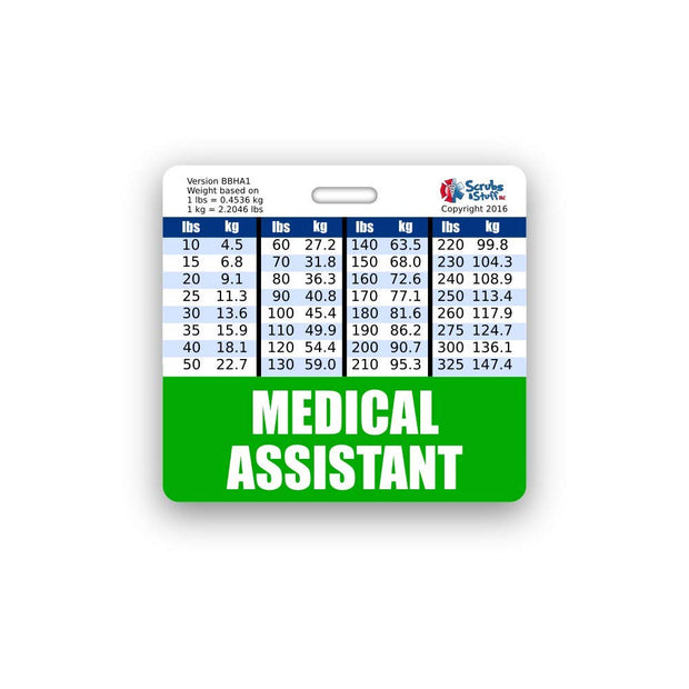Medical Assistant Badge Buddy Horizontal w/Height & Weight Conversion Charts (Standard, Pink)