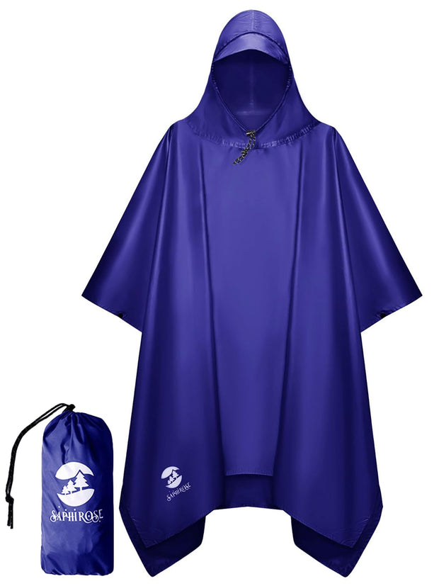 SaphiRose Hooded Rain Poncho Waterproof Raincoat Jacket for Men Women Adults