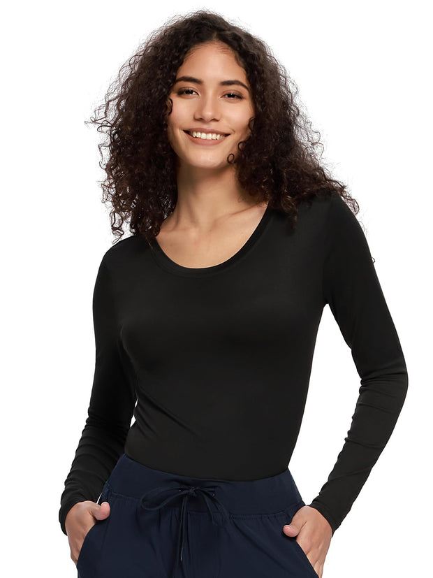 COZYFIT Underscrub Long Sleeve Women - Crew Neck Scrubs Undershirts for Nurse with Soft Fabric
