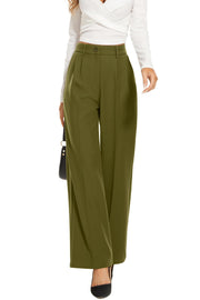 FUNYYZO Wide Leg Pants Women's High Elastic Waisted in The Back Business Work Trousers Long Straight Suit Pants