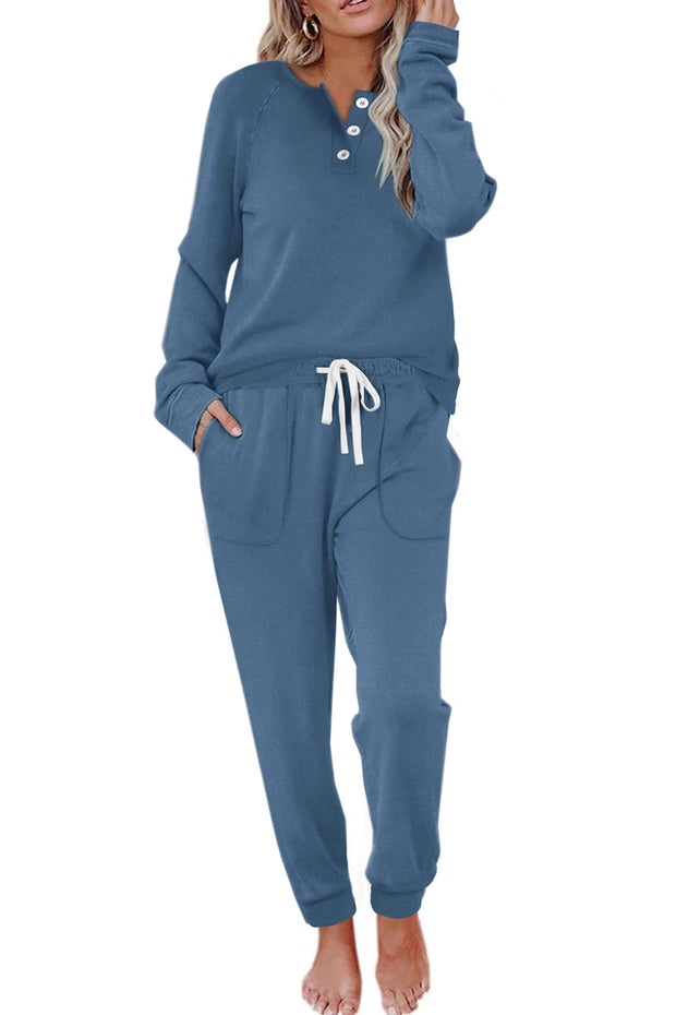 WIHOLL Two Piece Outfits for Women Lounge Sets Button Down Sweatshirt Sweatpants Sweatsuits Set with Pockets