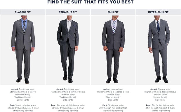 Haggar Men's JMH Premium Stretch Classic Fit Solid Color Suit Separates - Pants and Jackets
