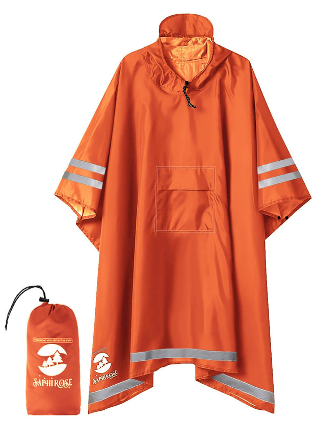 SaphiRose Hooded Rain Poncho Waterproof Raincoat Jacket for Men Women Adults