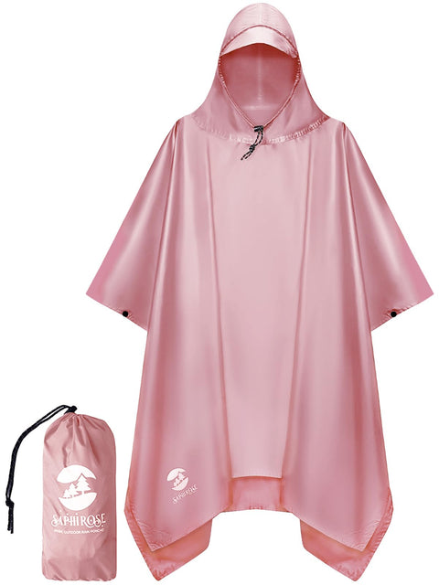 SaphiRose Hooded Rain Poncho Waterproof Raincoat Jacket for Men Women Adults