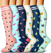 6 Pack Copper Compression Socks for Women and Men Circulation-Best Support for Medical, Running,Nursing,Athletic