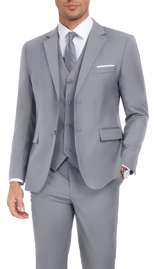 Men's Suit Slim Fit 3 Piece Wedding Dress Tux Suit Set Two Buttons Business Suits Blazer Jacket Vest Pants with Tie