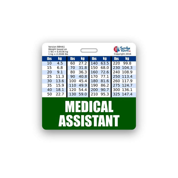 Medical Assistant Badge Buddy Horizontal w/Height & Weight Conversion Charts (Standard, Pink)
