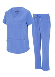 Natural Uniforms Womens 11 Pocket Cool Stretch Cargo Scrub Set with Regular and Petite Sizes