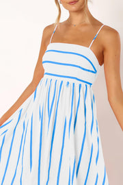 chouyatou Women's Striped Back Smocked Maxi Dress Sexy Spaghetti Strap Cut Out Flowy Swing Long Dress (Small, Apricot)
