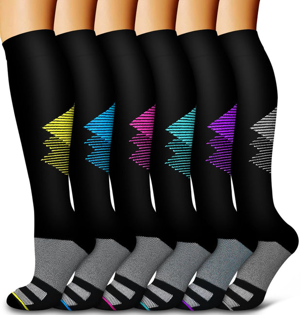 6 Pack Copper Compression Socks for Women and Men Circulation-Best Support for Medical, Running,Nursing,Athletic