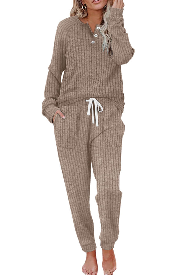 WIHOLL Two Piece Outfits for Women Lounge Sets Button Down Sweatshirt Sweatpants Sweatsuits Set with Pockets