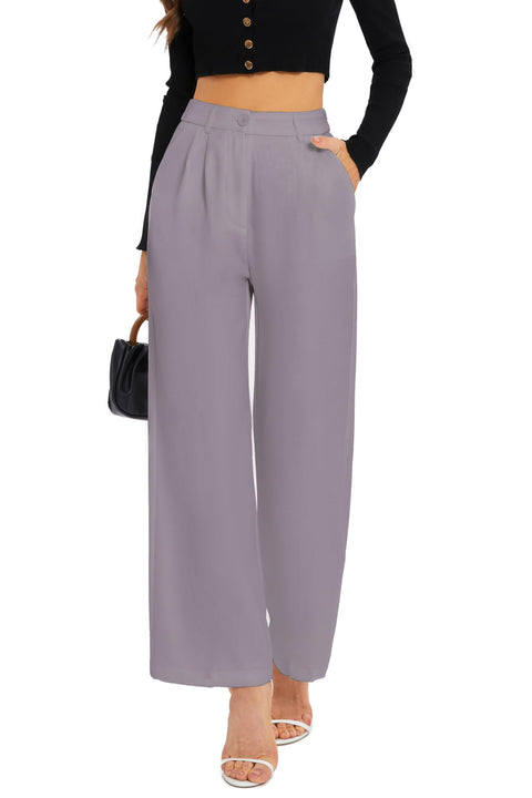 FUNYYZO Wide Leg Pants Women's High Elastic Waisted in The Back Business Work Trousers Long Straight Suit Pants