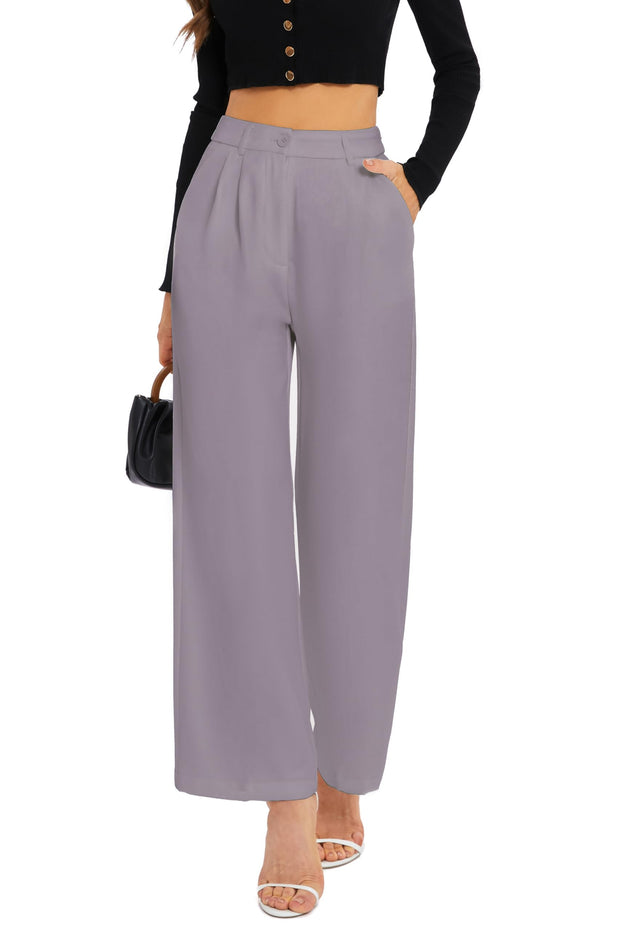 FUNYYZO Wide Leg Pants Women's High Elastic Waisted in The Back Business Work Trousers Long Straight Suit Pants