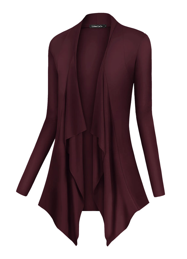 Urban CoCo Women's Drape Front Open Cardigan Long Sleeve Irregular Hem