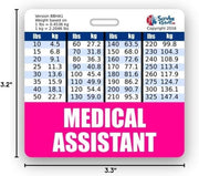 Medical Assistant Badge Buddy Horizontal w/Height & Weight Conversion Charts (Standard, Pink)