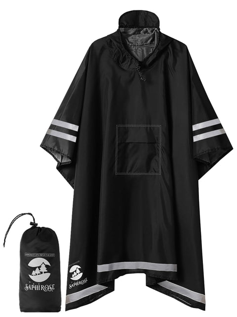 SaphiRose Hooded Rain Poncho Waterproof Raincoat Jacket for Men Women Adults