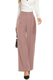 FUNYYZO Wide Leg Pants Women's High Elastic Waisted in The Back Business Work Trousers Long Straight Suit Pants