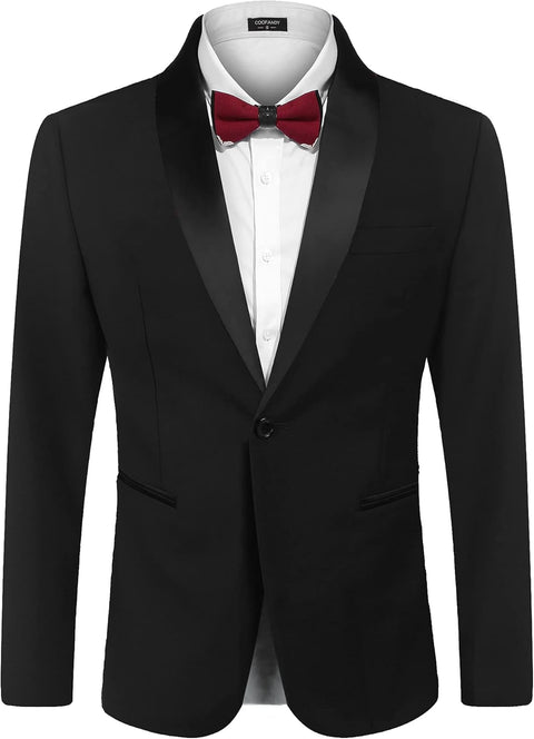 COOFANDY Men's Tuxedo Jacket One Button Dress Suit Blazer Jacket for Wedding Dinner Prom Party