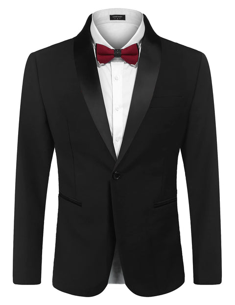 COOFANDY Men's Tuxedo Jacket One Button Dress Suit Blazer Jacket for Wedding Dinner Prom Party