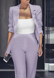 HuiSiFang Womens Fall Fashion 2 Piece Blazer Sets Open Front Blazers and Slim Fit Pants Suits Set