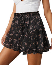 Flowy Shorts for Women Casual Boho Floral Skorts Ruffle Mini Skirts Running Tennis Butterfly Shorts Chiffon Shorts
