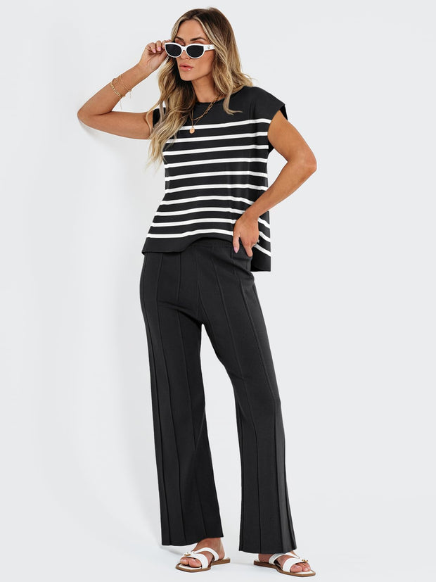 LILLUSORY 2 Piece Sets for Women Summer Vacation 2025 Lounge Outfits Matching Two Pcs Spring Knit Tracksuits Sweat Suits