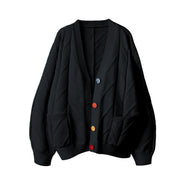 Women's Cable Knit Long Sleeve Open Front Cardigan Sheep V-Neck Button Down Embroidery Wool Blend Sweater Coat Outwear