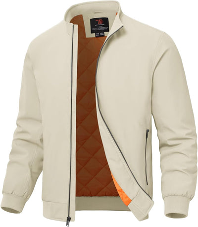 TBMPOY Men's Winter Lightweight Bomber Jackets Water Resistant Fall Casual Windbreakers Quilted Full Zip Windproof Work Coats