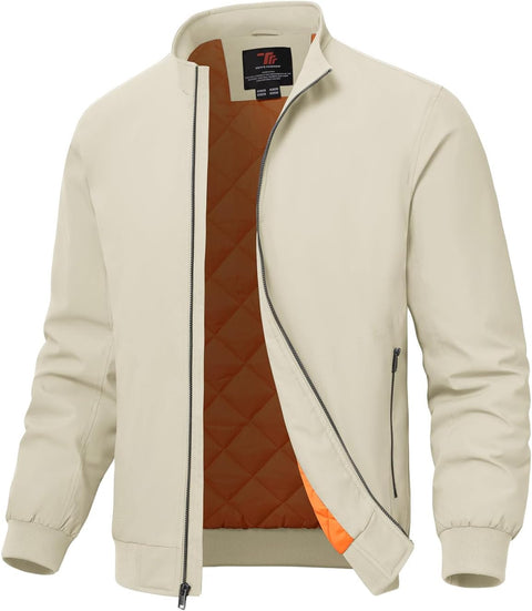 TBMPOY Men's Winter Lightweight Bomber Jackets Water Resistant Fall Casual Windbreakers Quilted Full Zip Windproof Work Coats