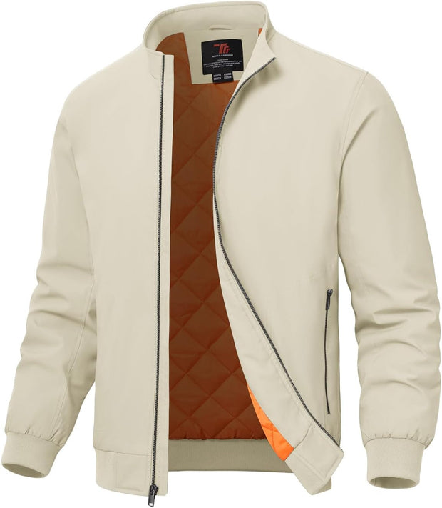 TBMPOY Men's Winter Lightweight Bomber Jackets Water Resistant Fall Casual Windbreakers Quilted Full Zip Windproof Work Coats