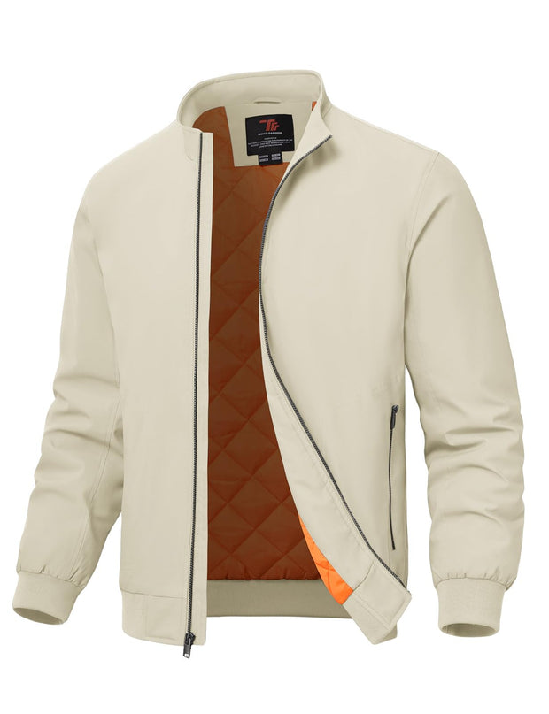 TBMPOY Men's Winter Lightweight Bomber Jackets Water Resistant Fall Casual Windbreakers Quilted Full Zip Windproof Work Coats
